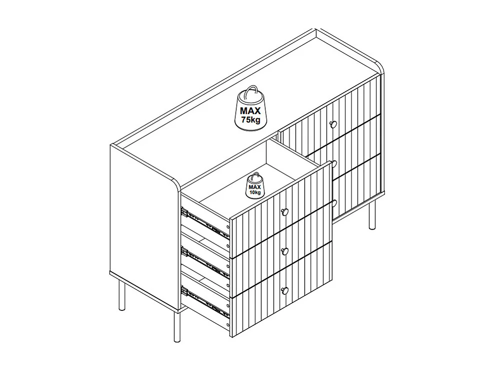 Commodes 6 tiroirs – Beige et doré - LUNAOR