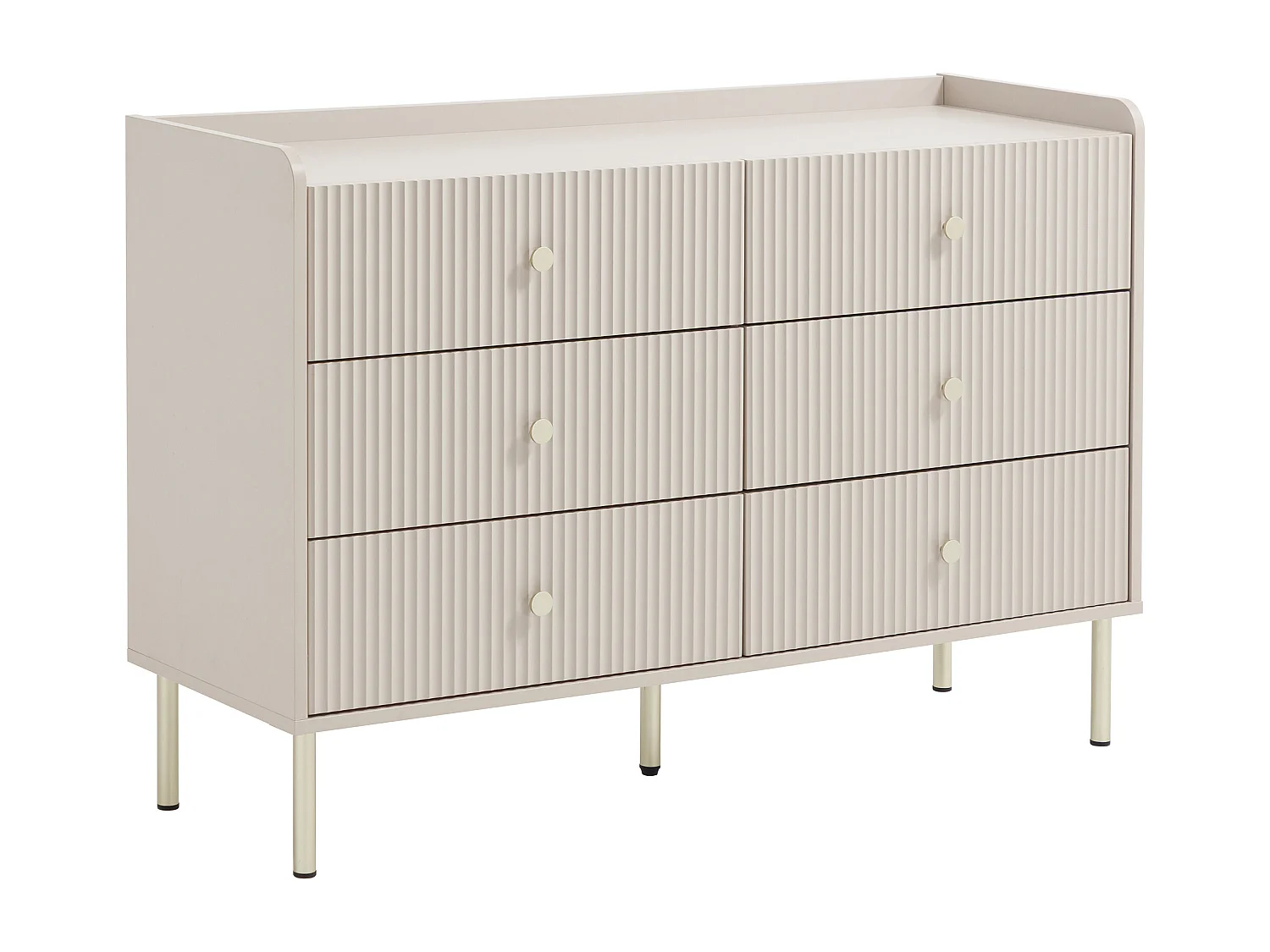 Commodes 6 tiroirs – Beige et doré - LUNAOR