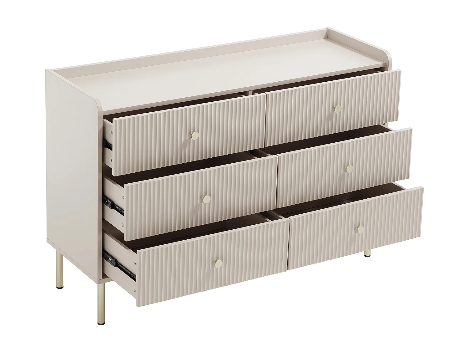 Commodes 6 tiroirs – Beige et doré - LUNAOR