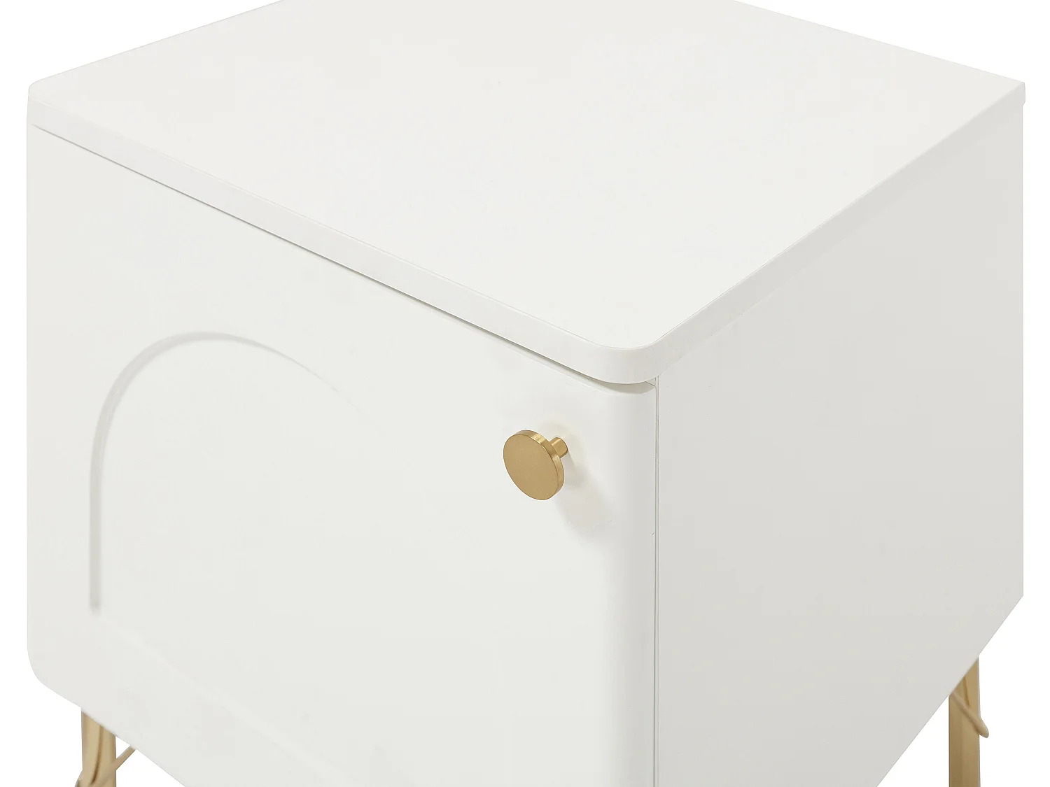 Table de chevet côté droit 1 porte – Blanc et doré - ALOBARA