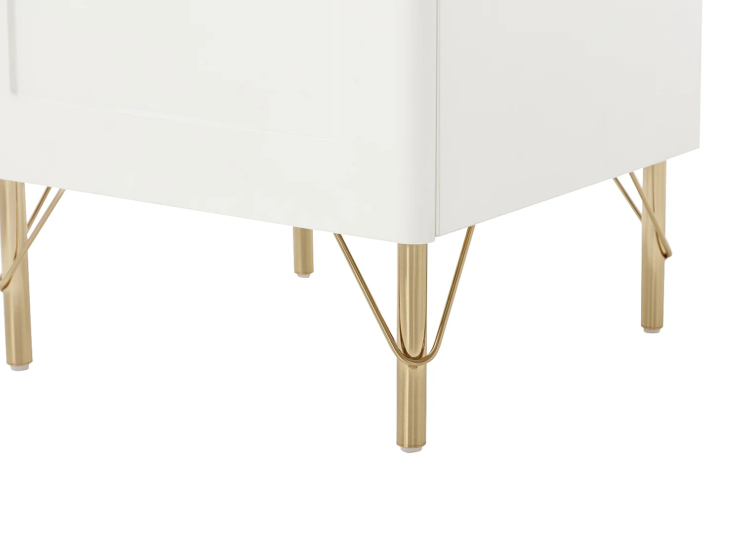 Table de chevet côté droit 1 porte – Blanc et doré - ALOBARA