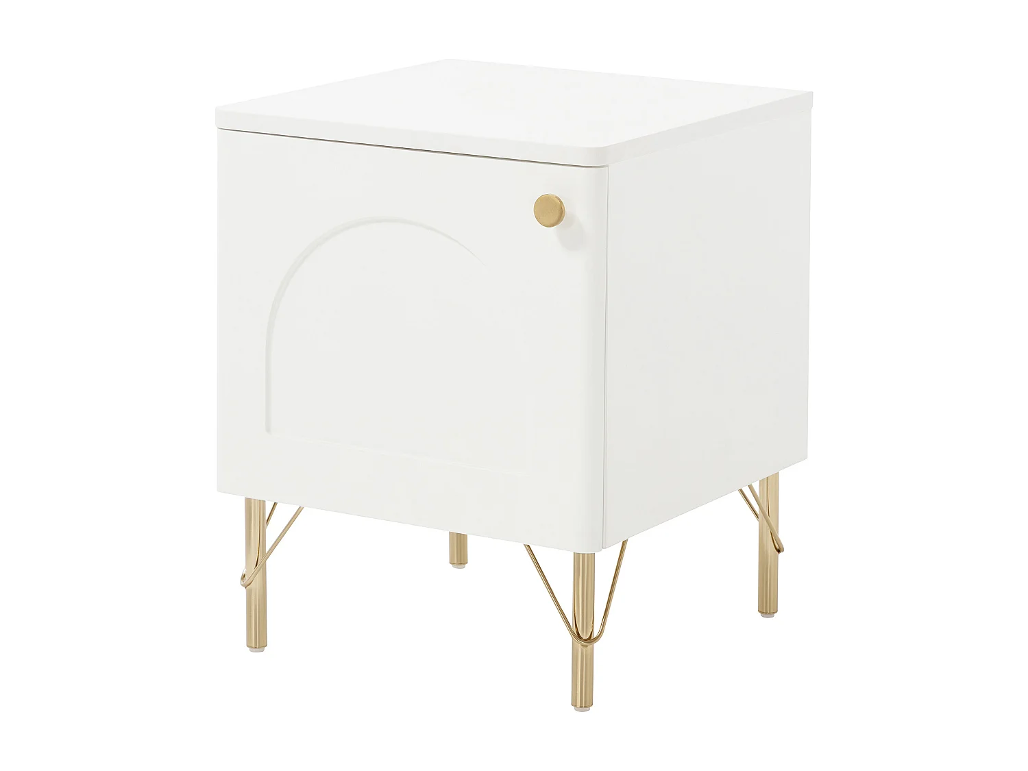 Table de chevet côté droit 1 porte – Blanc et doré - ALOBARA