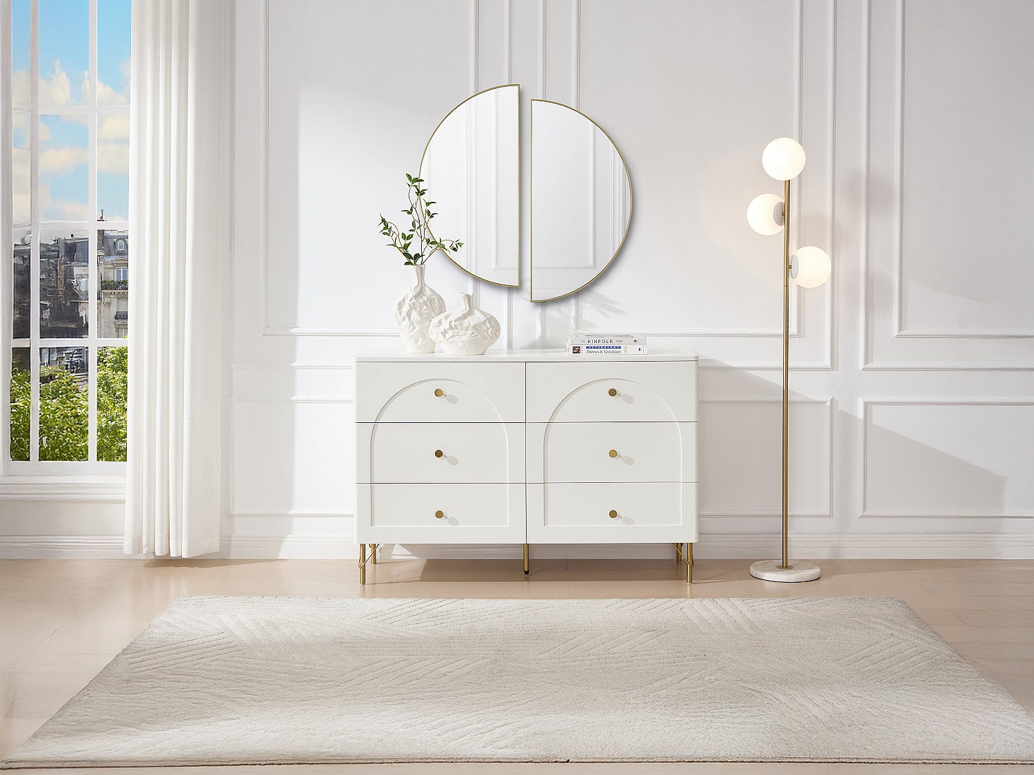Vente-unique Kommode Mit 6 Schubladen – Weiß Und Gold – Alobara