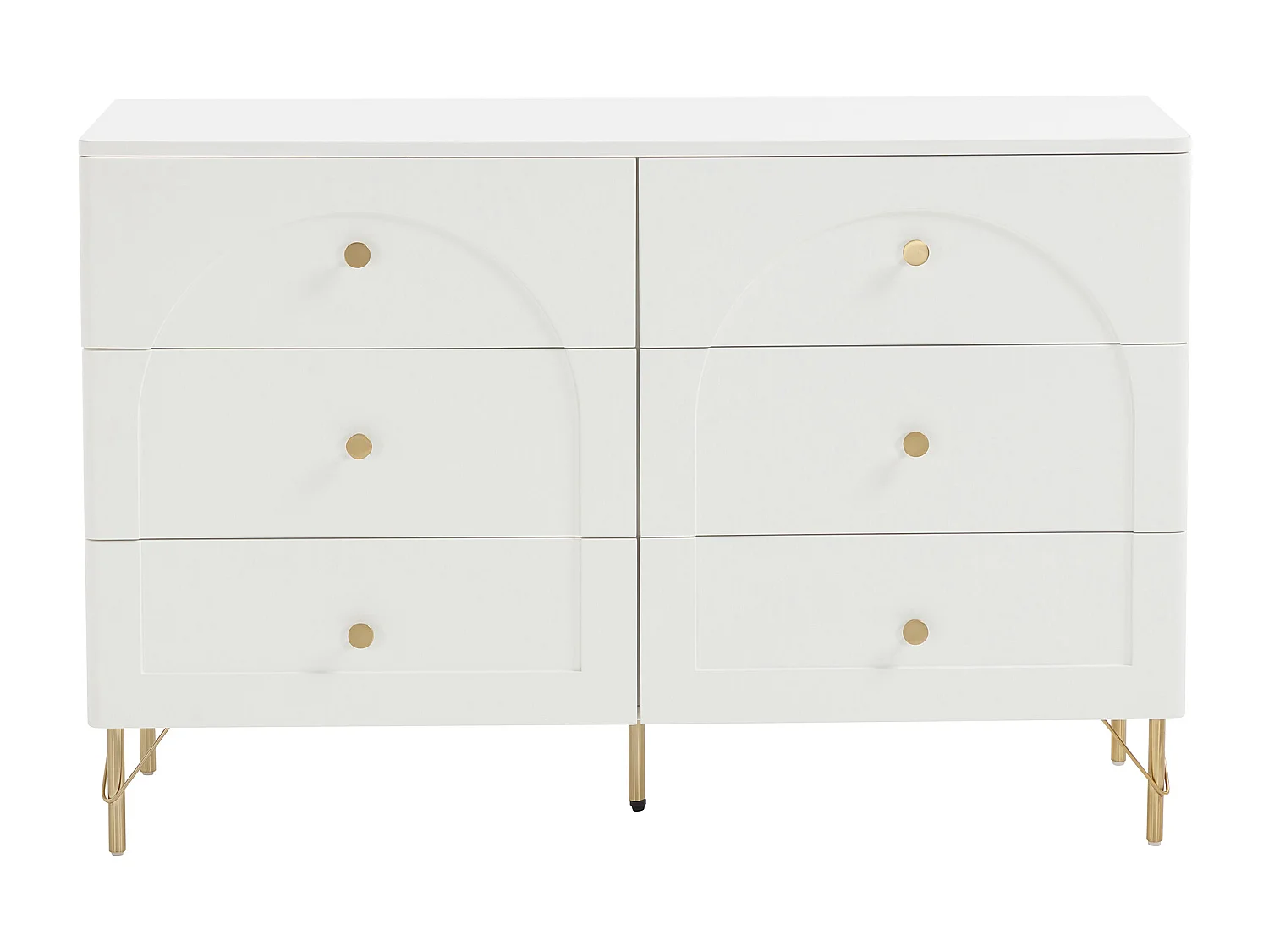 Commode 6 tiroirs – Blanc et doré - ALOBARA