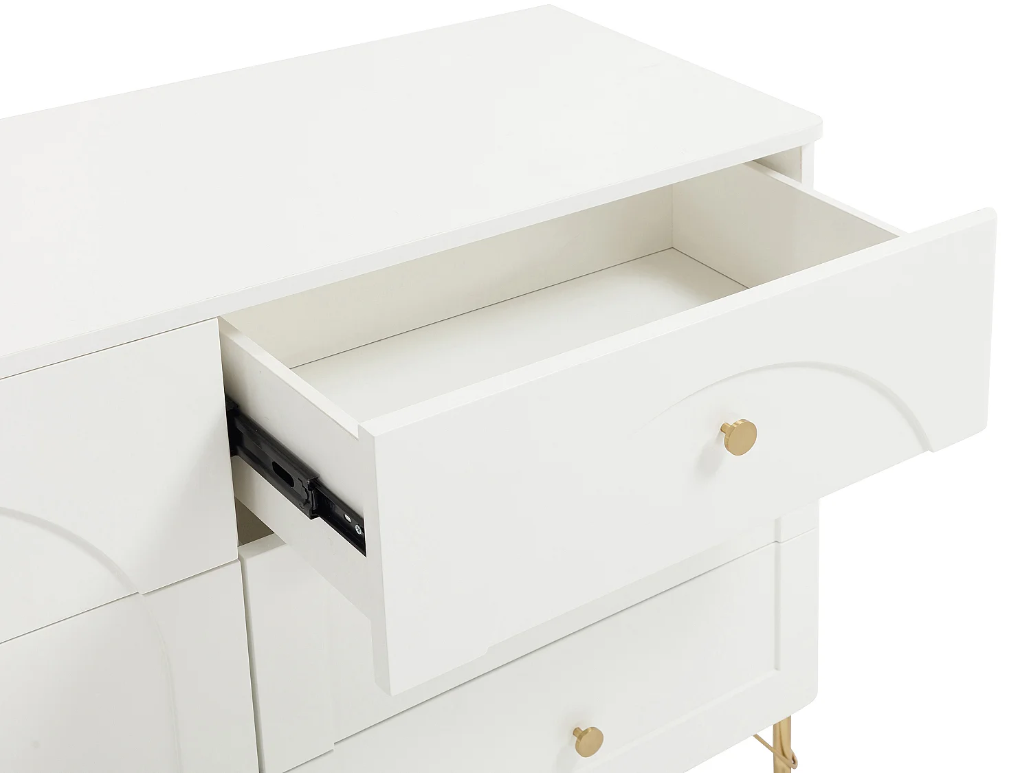 Commode 6 tiroirs – Blanc et doré - ALOBARA