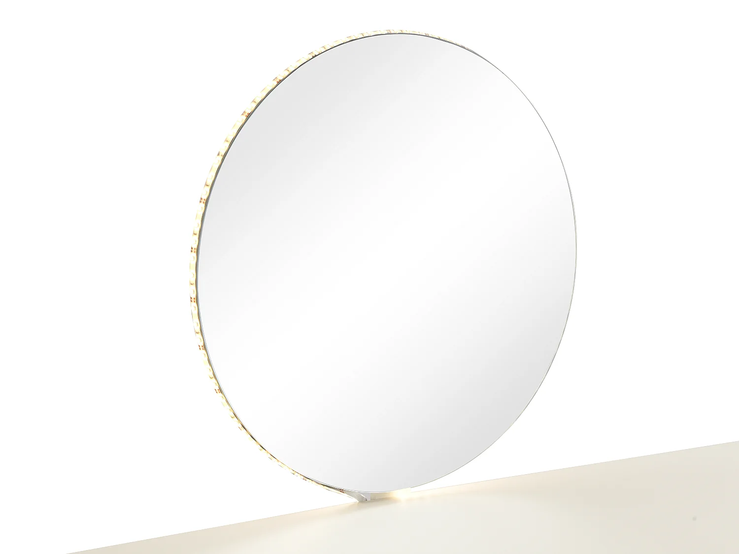 Coiffeuse avec miroir à LEDs - 5 tiroirs - Beige et doré - OLENYRA
