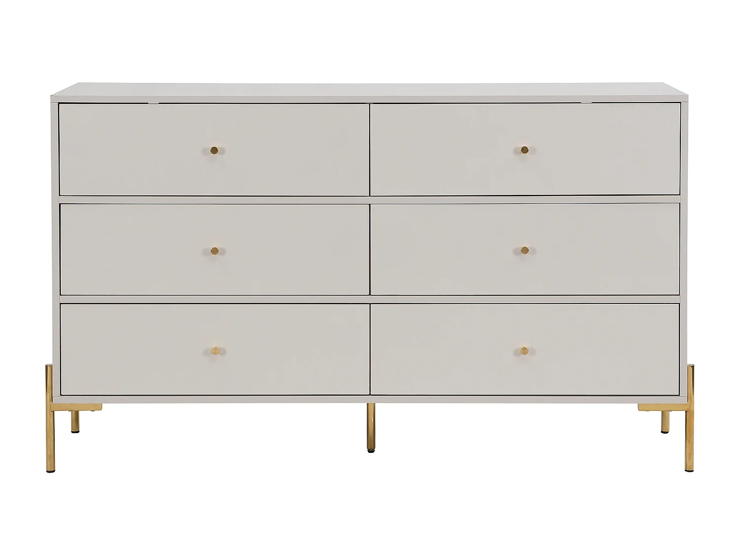 Commode 6 tiroirs - MDF et métal - Beige et doré - MILAVIA