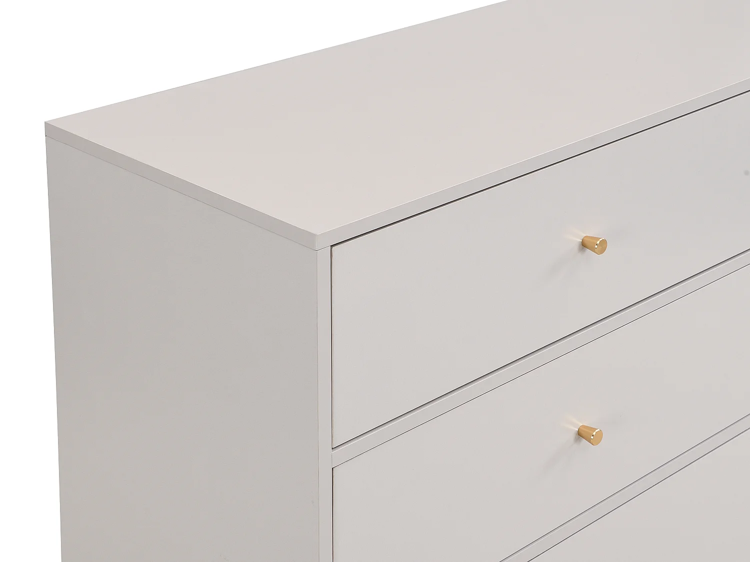 Commode 6 tiroirs - MDF et métal - Beige et doré - MILAVIA