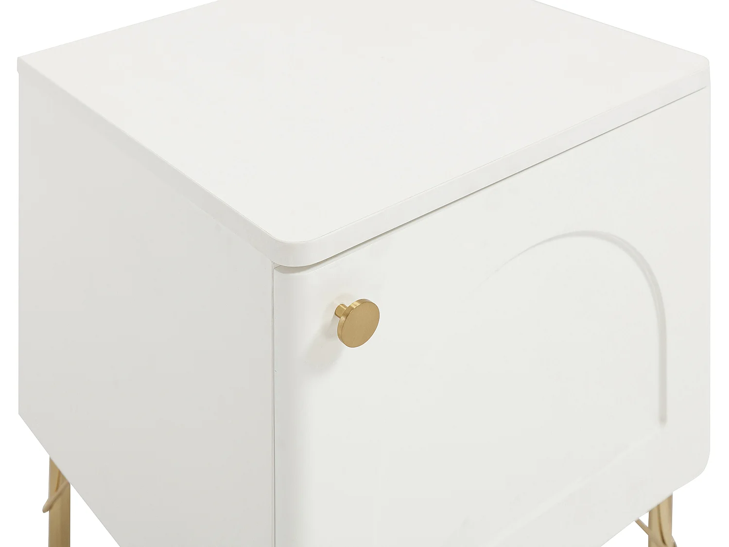 Table de chevet côté gauche 1 porte – Blanc et doré - ALOBARA
