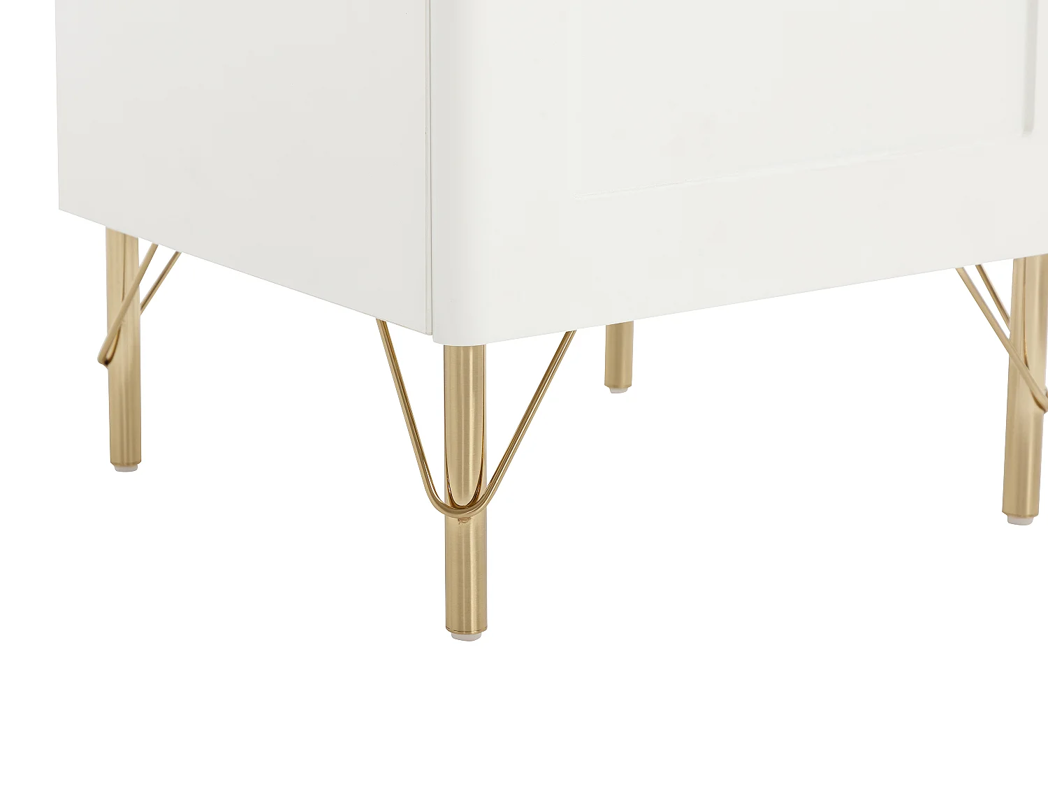 Table de chevet côté gauche 1 porte – Blanc et doré - ALOBARA