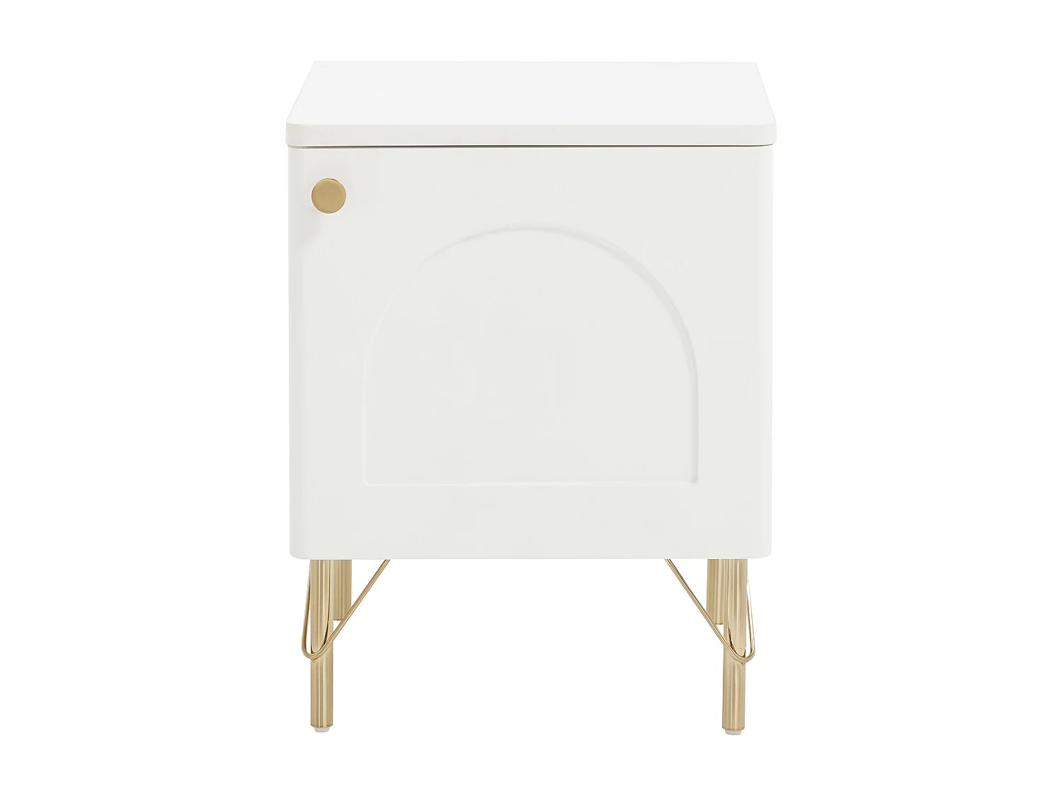 Table de chevet côté gauche 1 porte – Blanc et doré - ALOBARA
