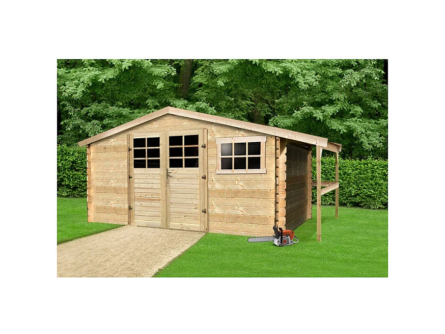 Tuinhuis Solid ARAMIS 11.56m² - 388x298cm + Houthok - 28mm