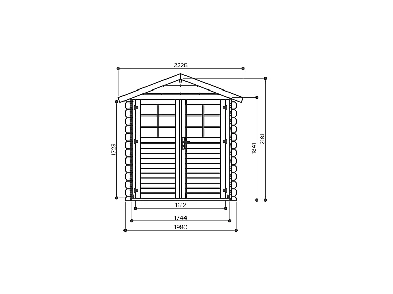Abri de Jardin Solid Gabriel 198x198cm (3.92m²) - Madriers 28mm