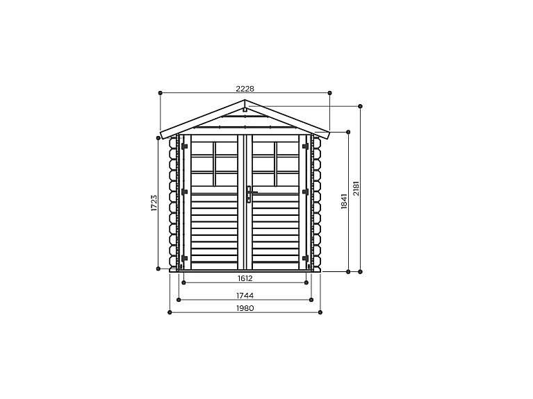 Abri de Jardin Solid Gabriel 198x198cm (3.92m²) - Madriers 28mm