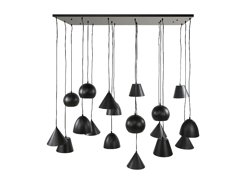 Suspension XXL 18 abat-jour en métal noir RALF