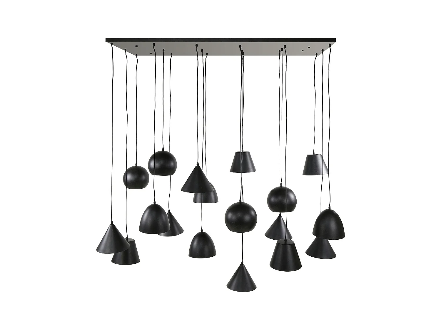 Suspension XXL 18 abat-jour en métal noir RALF