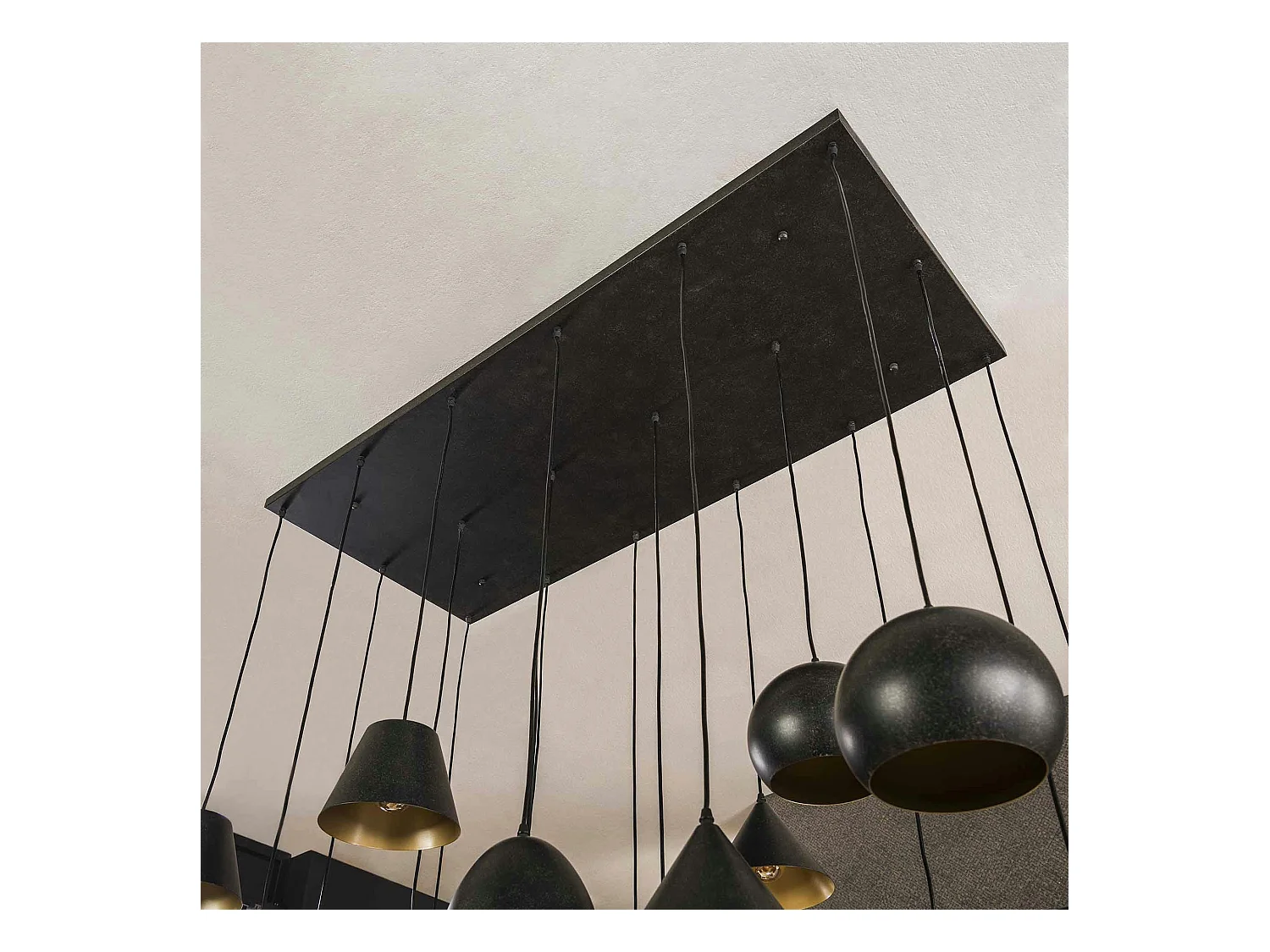 Suspension XXL 18 abat-jour en métal noir RALF