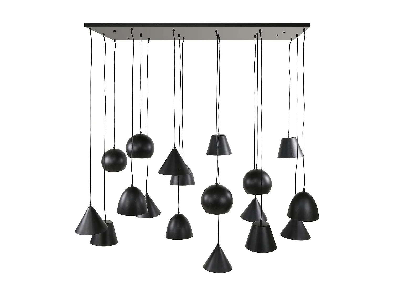 Suspension XXL 18 abat-jour en métal noir RALF