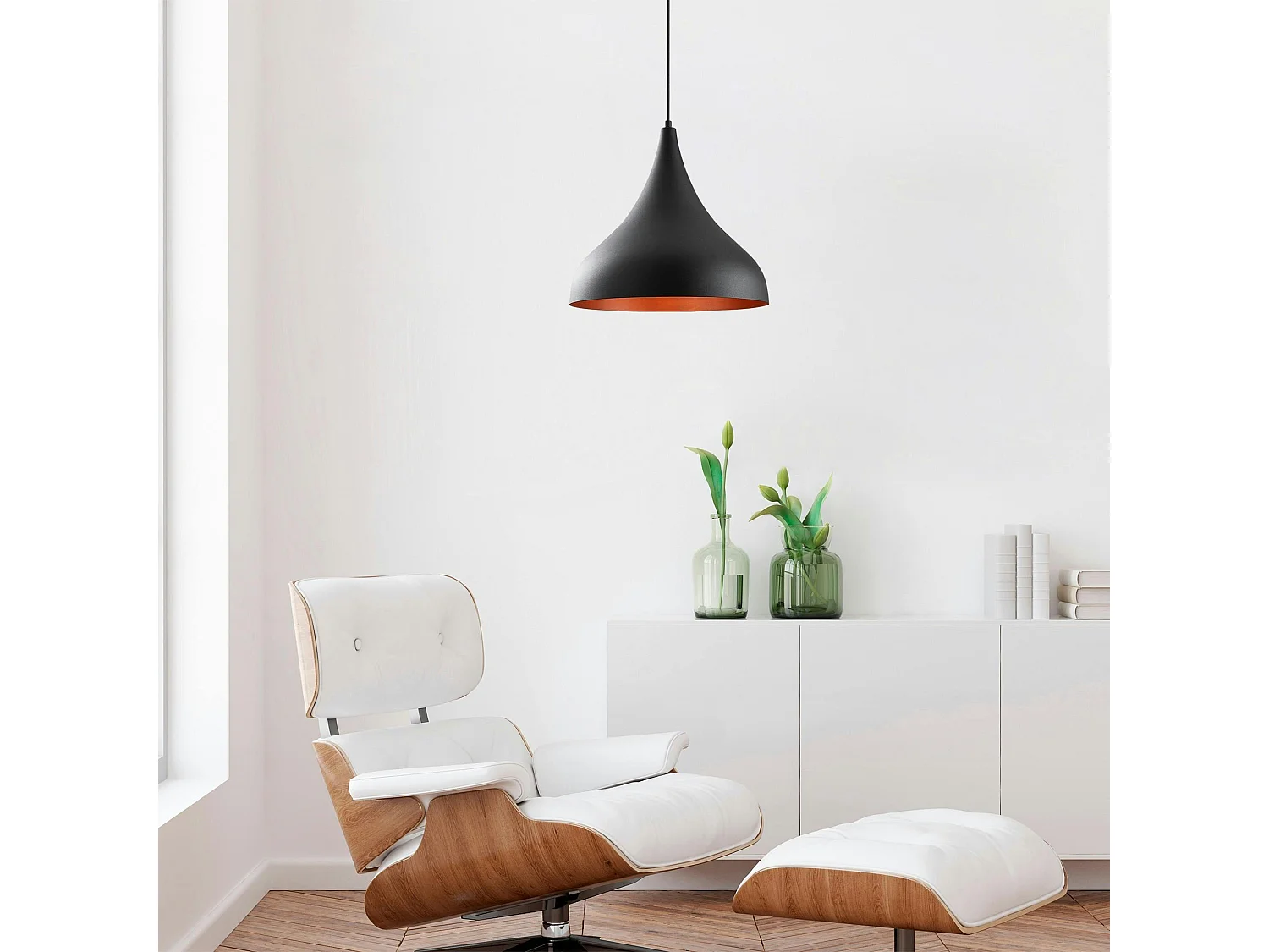 Suspension noire brossée – intérieur brun doré, 41 cm SILE