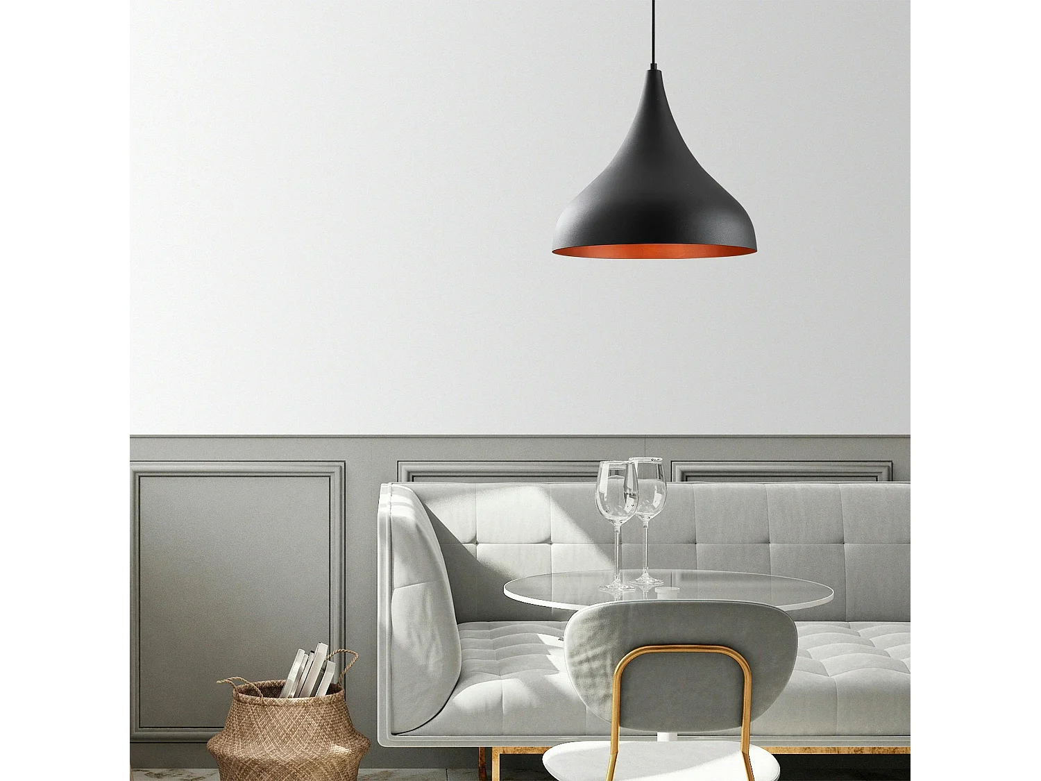 Suspension noire brossée – intérieur brun doré, 41 cm SILE