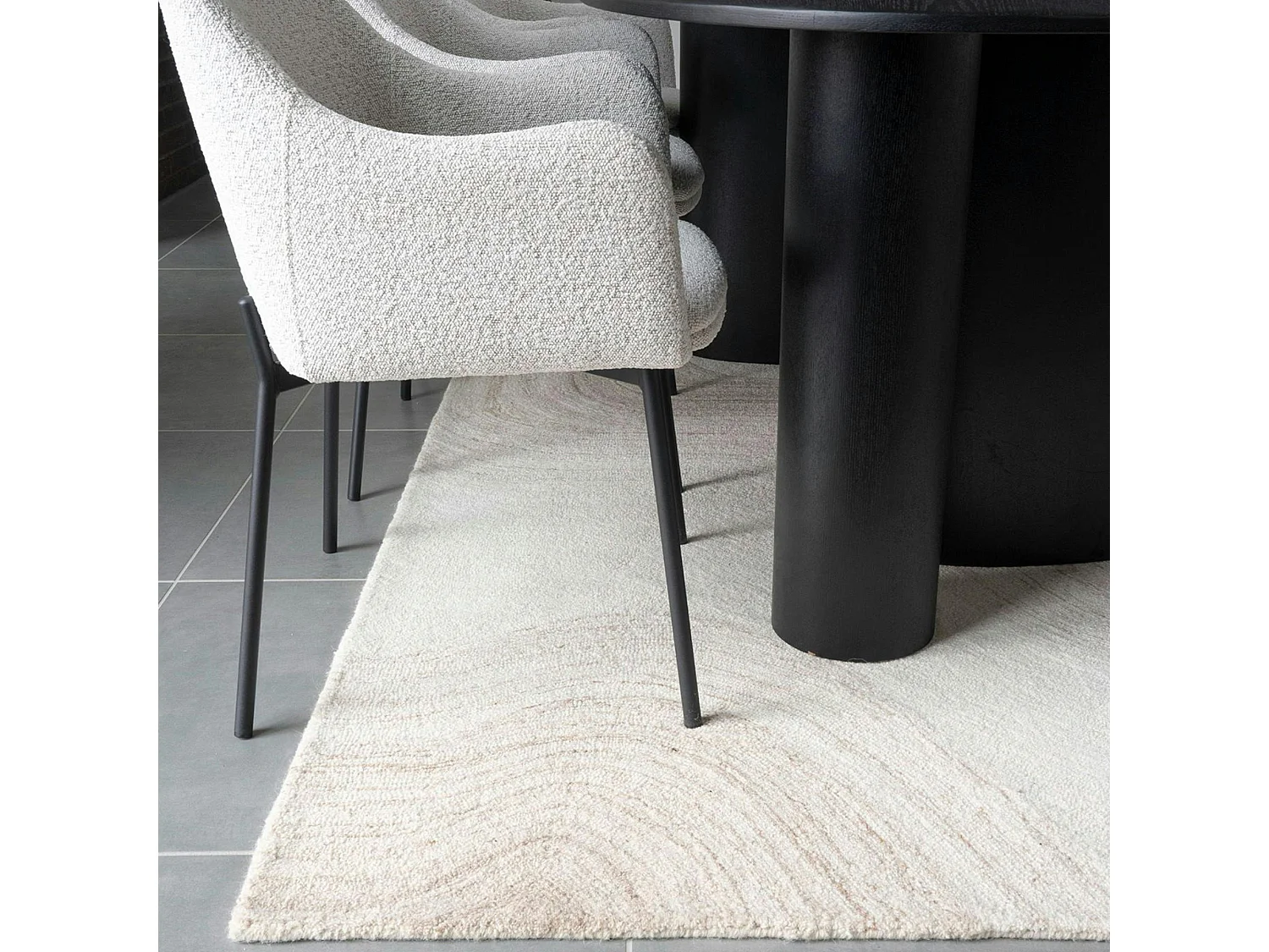 Tapis moderne blanc et brun tufté main motif vague 200x300 cm FEZ