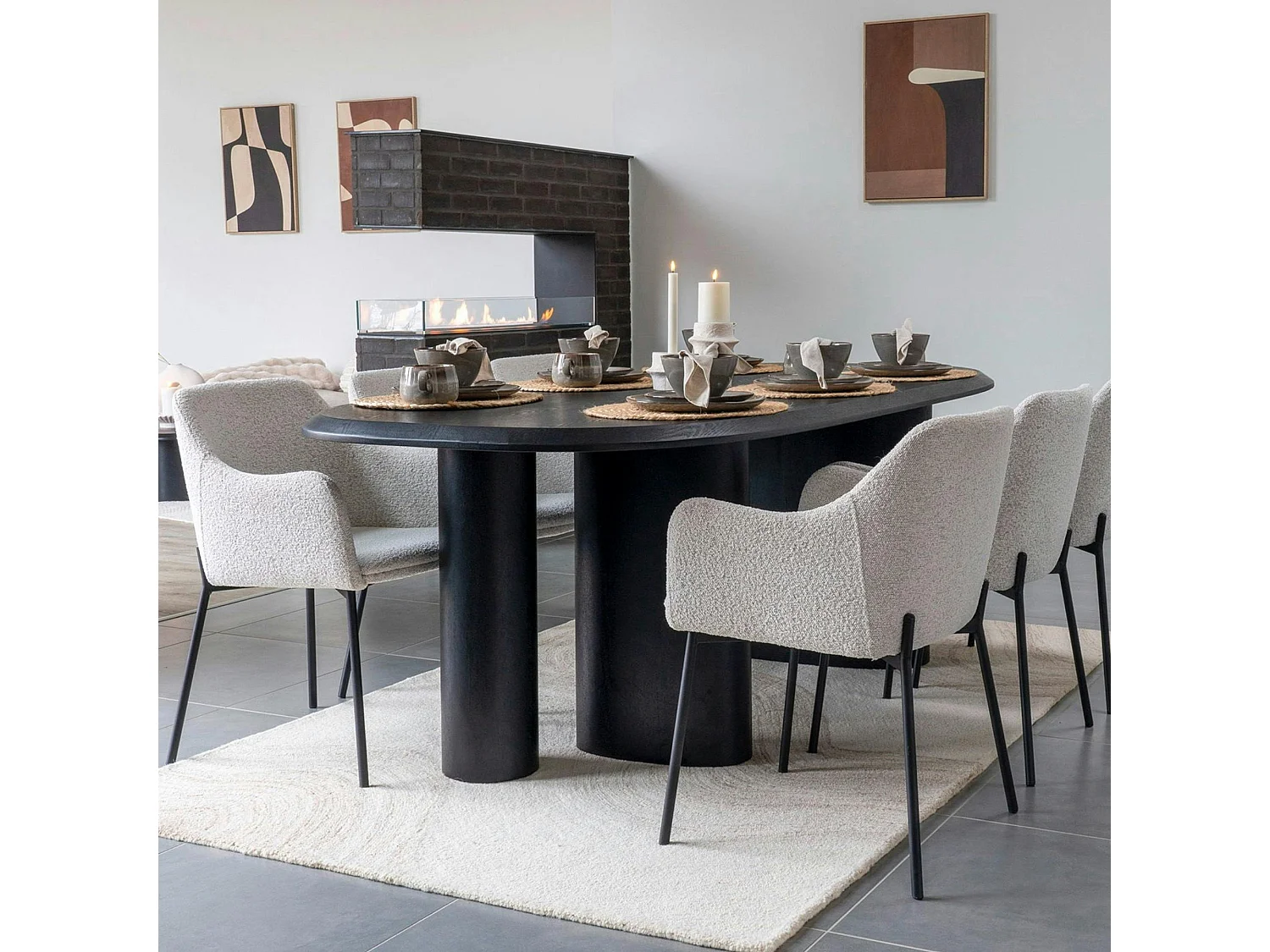 Tapis moderne blanc et brun tufté main motif vague 200x300 cm FEZ