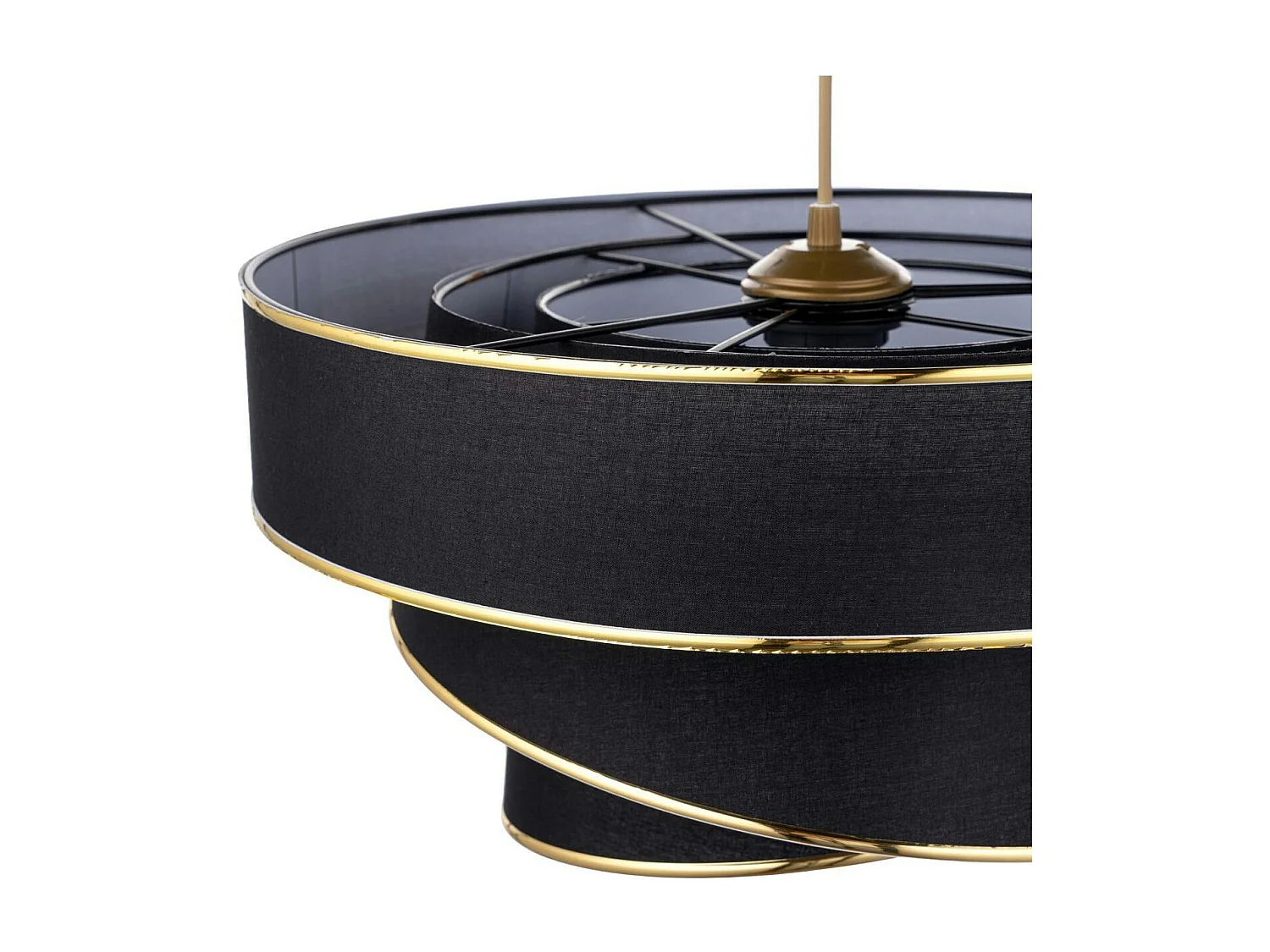 Suspension salon noir et or - abat-jour triple, design ZURICH