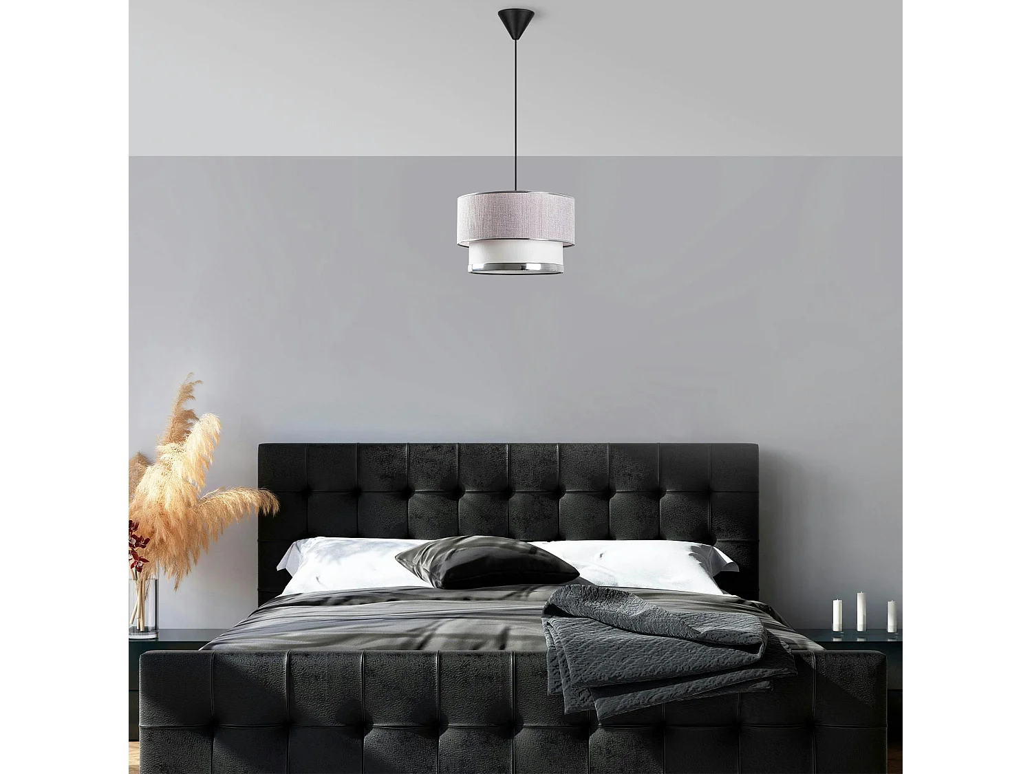 Suspension moderne en tissu - gris et écru ZURICH