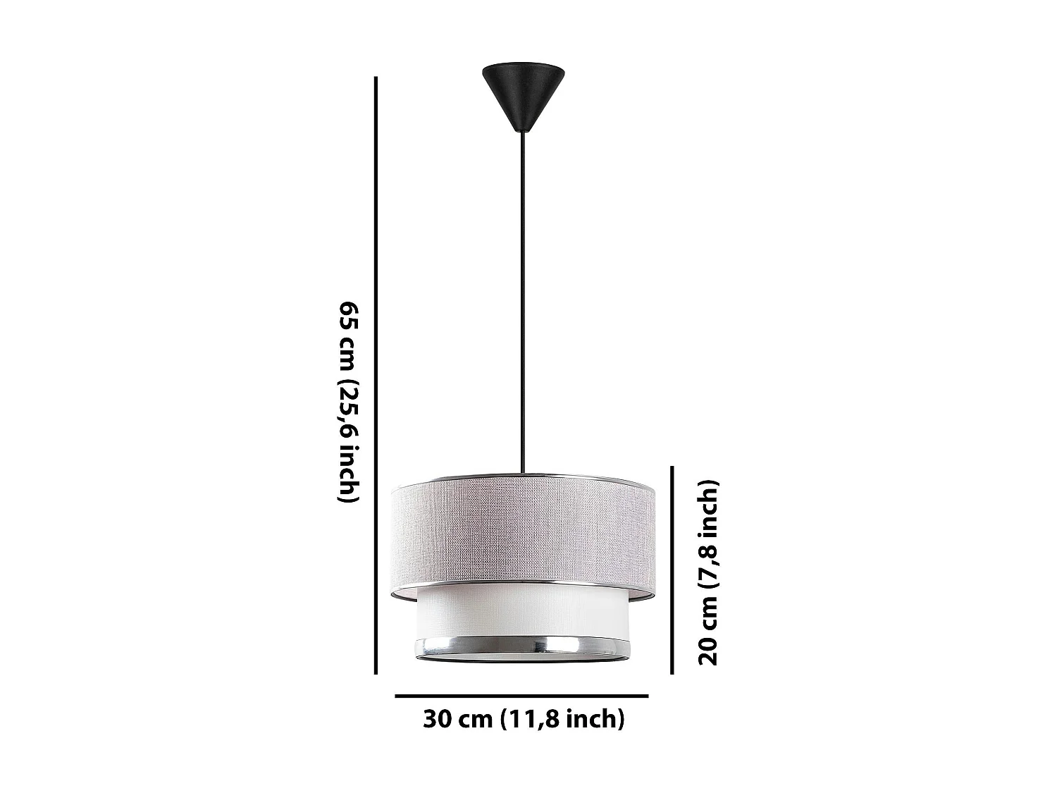Suspension moderne en tissu - gris et écru ZURICH