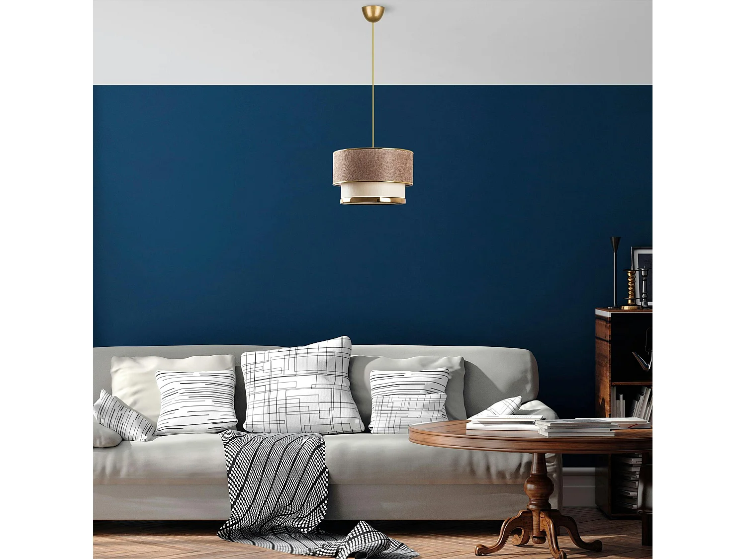 Suspension moderne en tissu - abat-jour bicolore ZURICH