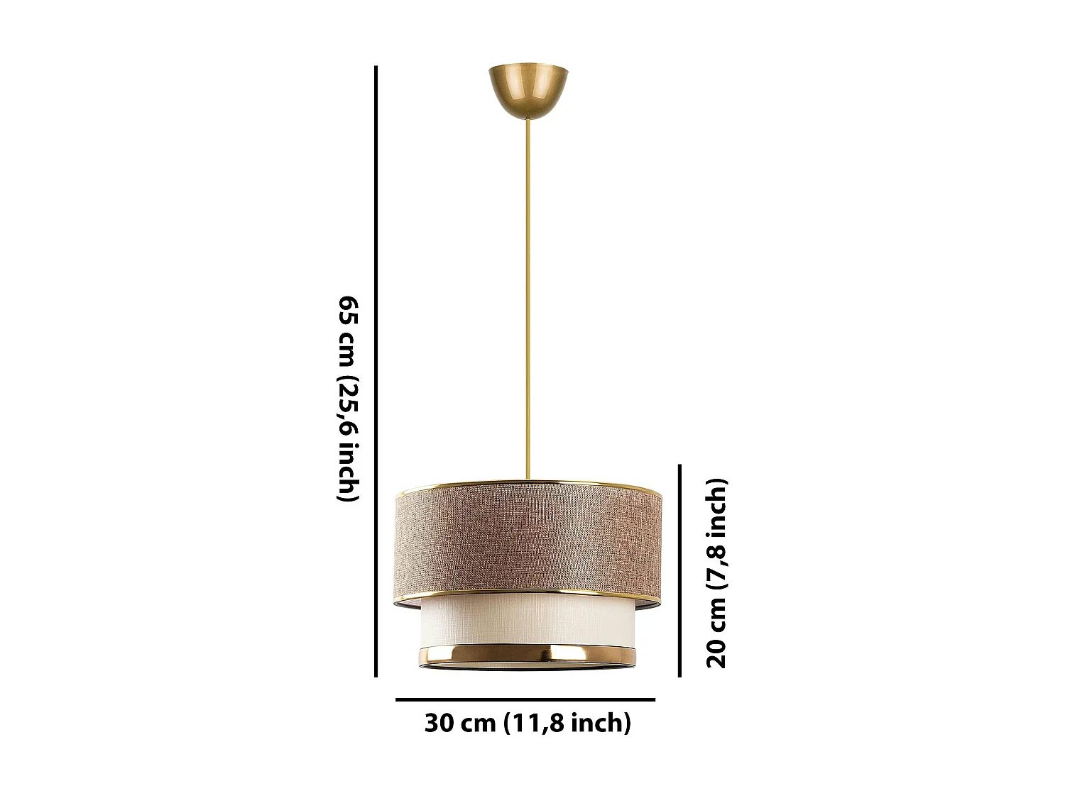 Suspension moderne en tissu - abat-jour bicolore ZURICH