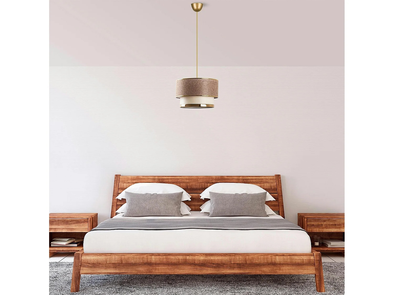 Suspension moderne en tissu - abat-jour bicolore ZURICH