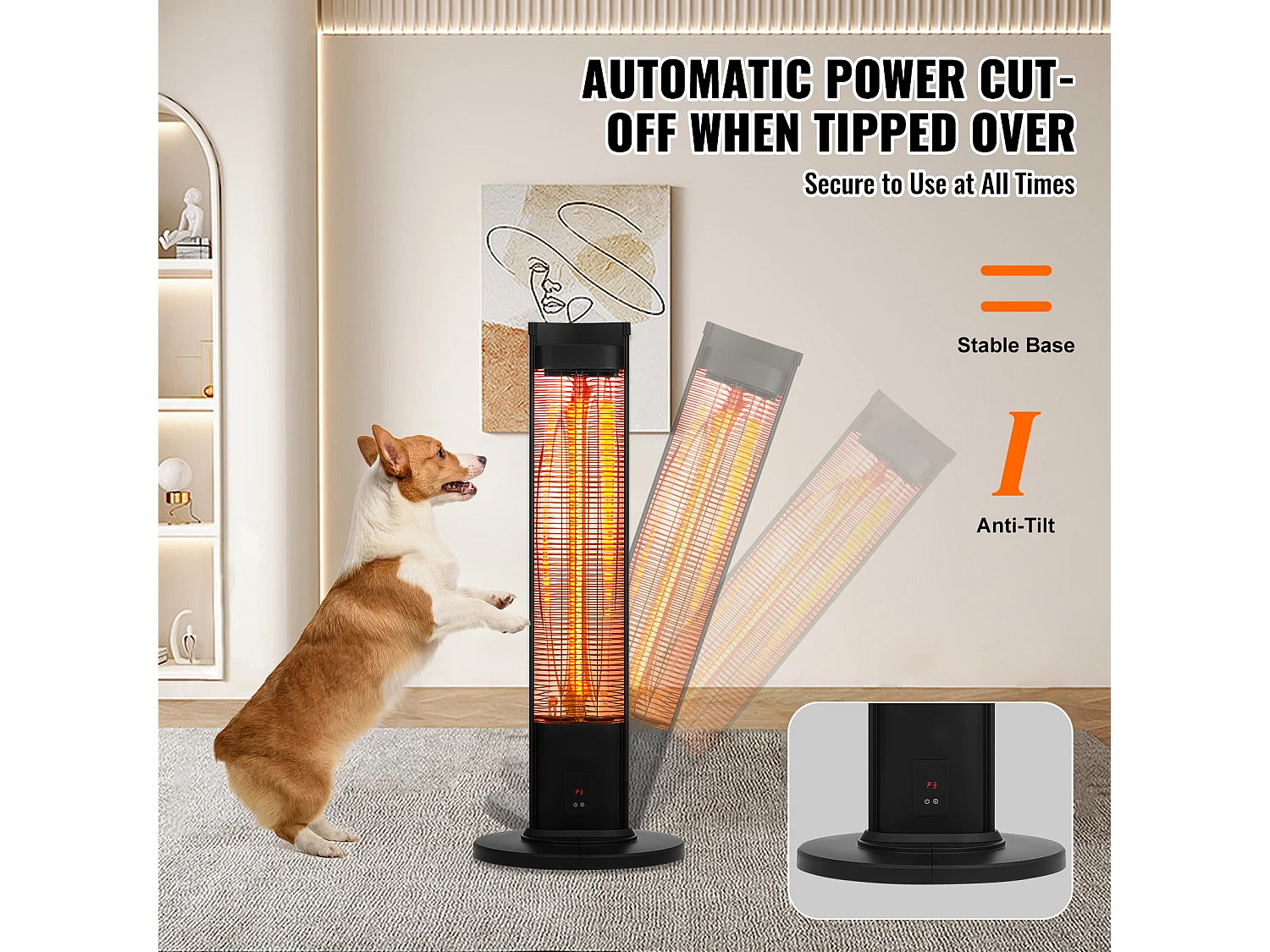 Verwarmingsradiator, SucceBuy Infraroodverwarming 2000 W met Afstandsbediening en Veiligheidsfuncties