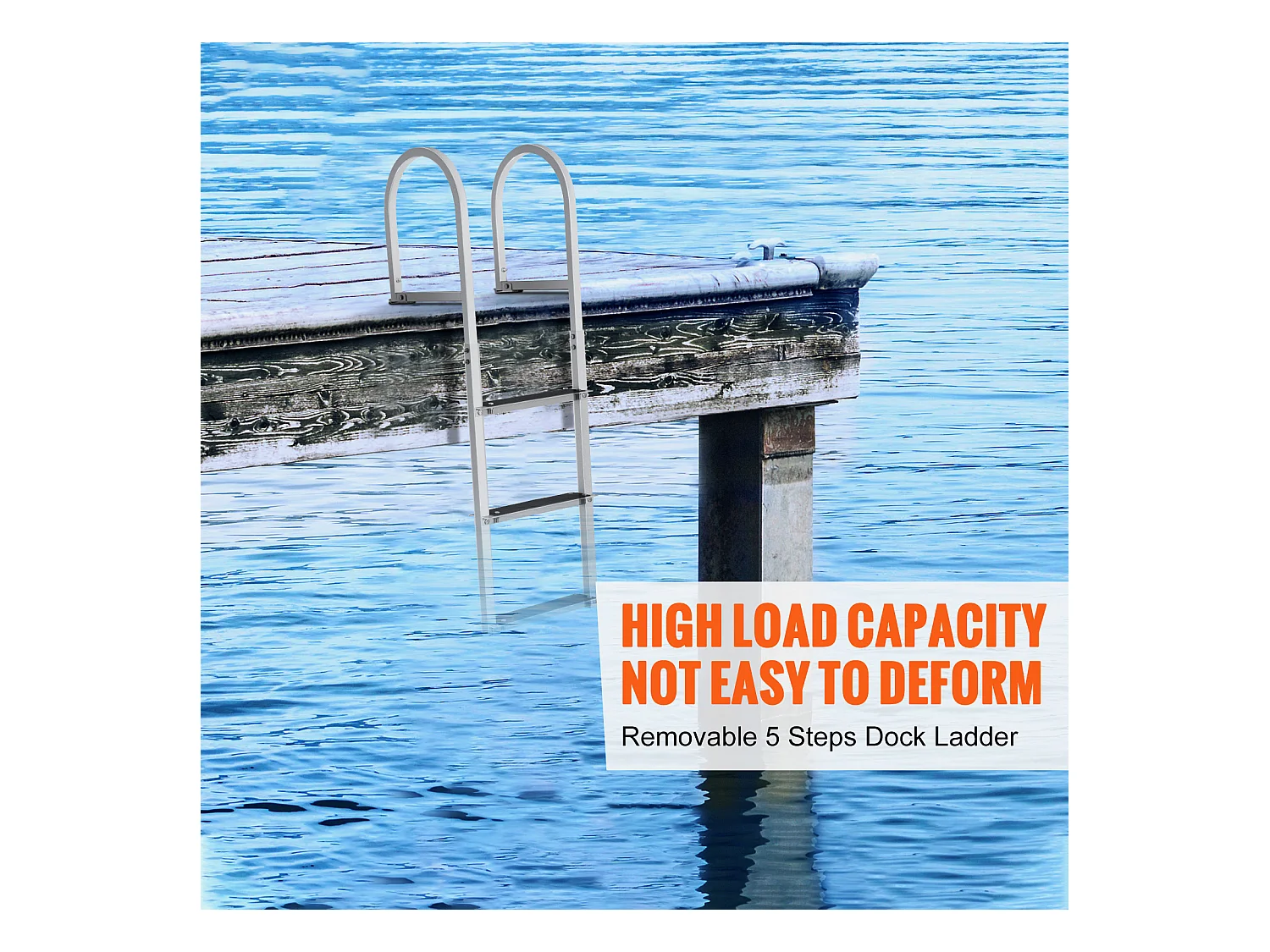 Échelle en Aluminium SucceBuy, Échelle de Quai, 3 Marches Amovibles, Capacité de Charge de 227 kg