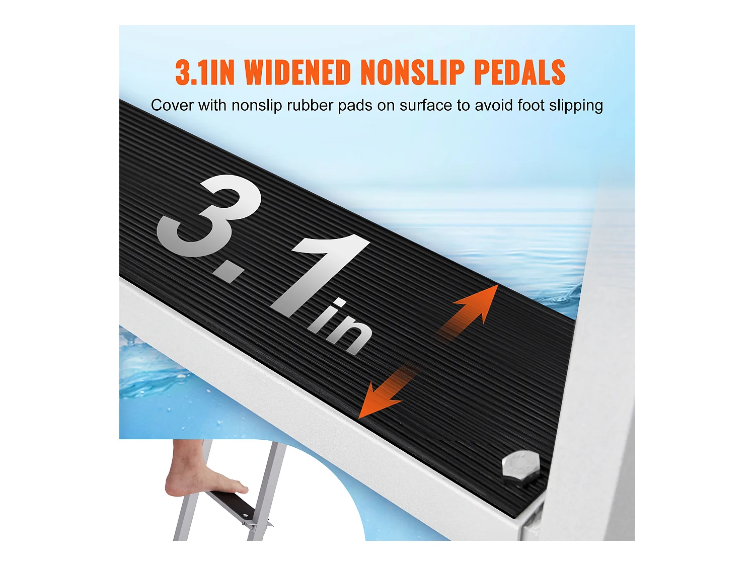 Échelle en Aluminium SucceBuy, Échelle de Quai, 3 Marches Amovibles, Capacité de Charge de 227 kg