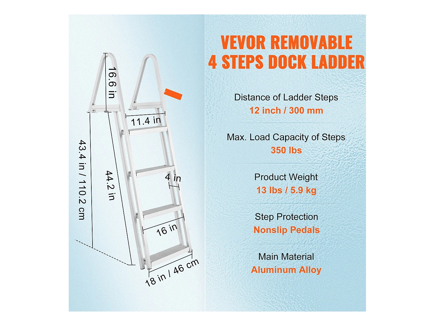 Échelle en Aluminium SucceBuy, Amovible, 4 Marches, Charge de 159 kg