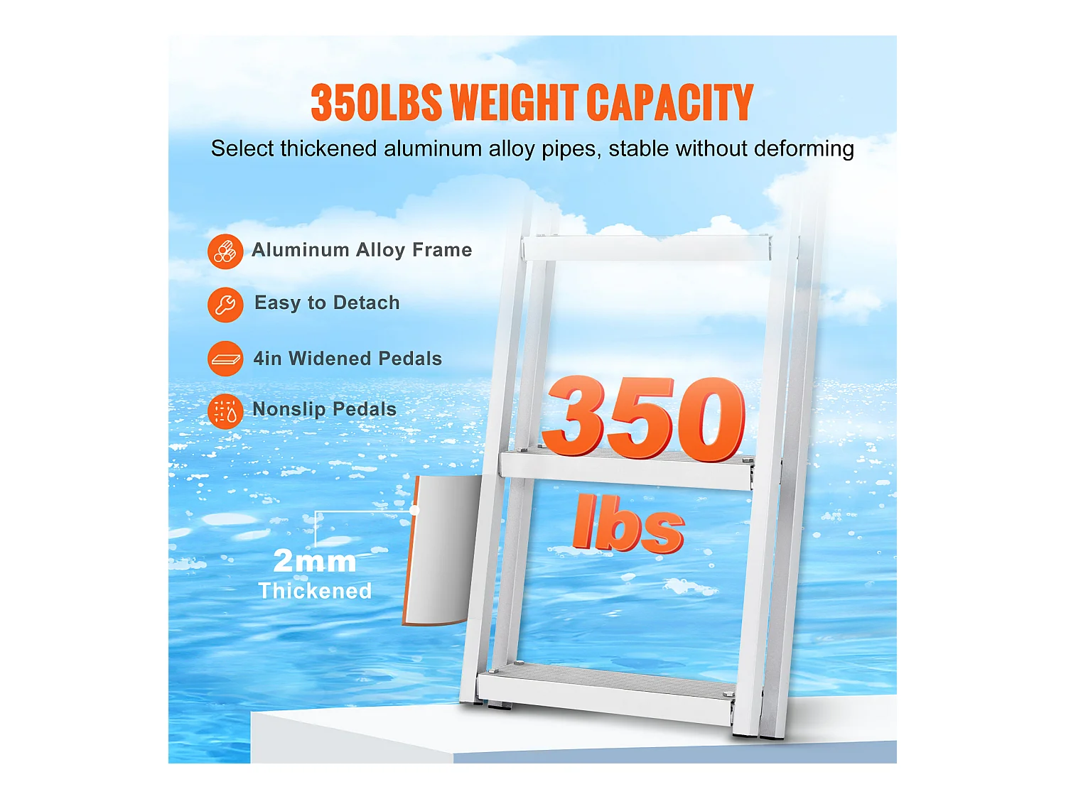 Échelle en Aluminium SucceBuy, Amovible, 4 Marches, Charge de 159 kg