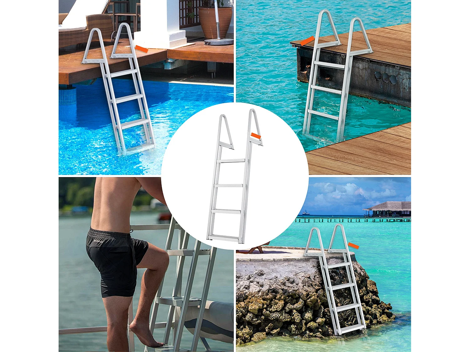 Échelle en Aluminium SucceBuy, Amovible, 4 Marches, Charge de 159 kg