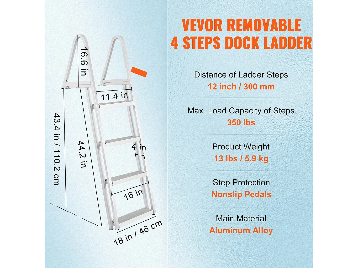 Échelle en Aluminium SucceBuy, Amovible, 4 Marches, Charge de 159 kg