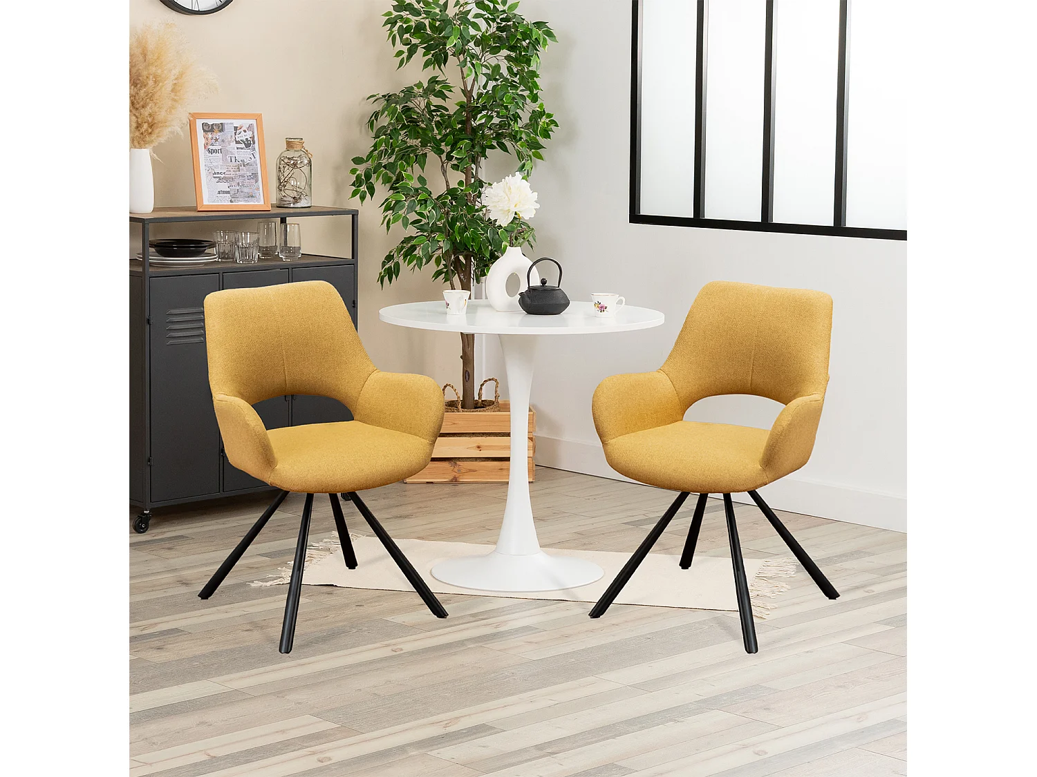 Ensemble table à manger ronde avec 2 chaises