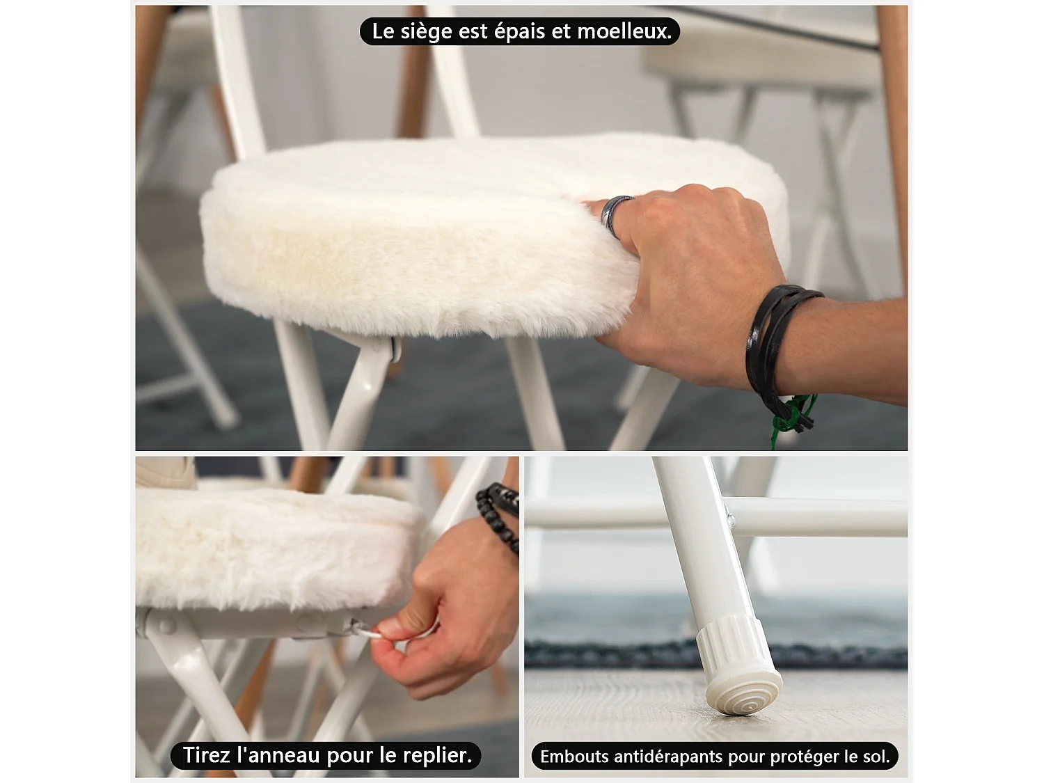 Ensemble table à manger ronde avec 4 chaises ERNST