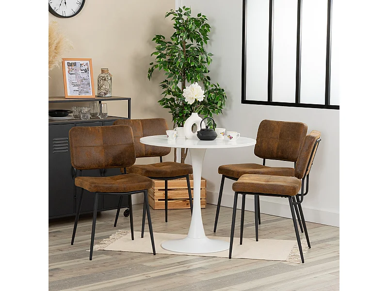 Ensemble table à manger ronde avec 4 chaises