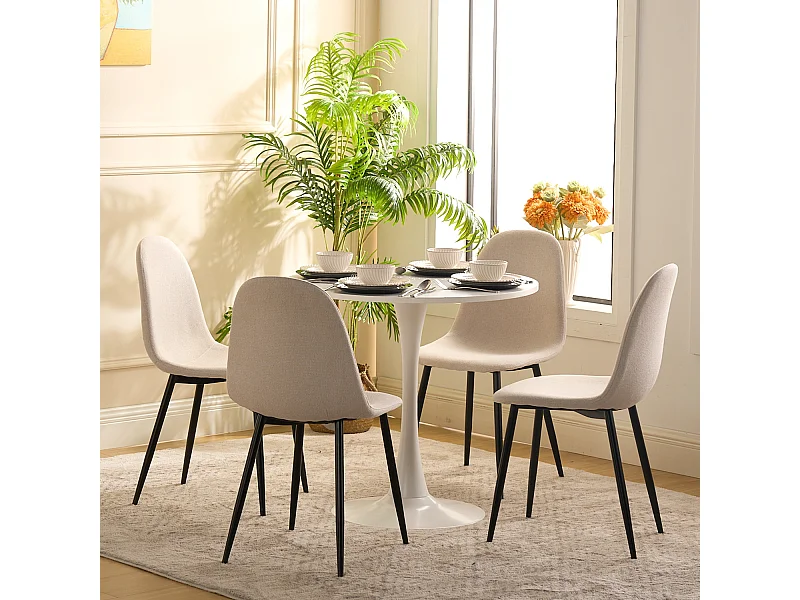 Ensemble table à manger ronde avec 4 chaises CHARLTON