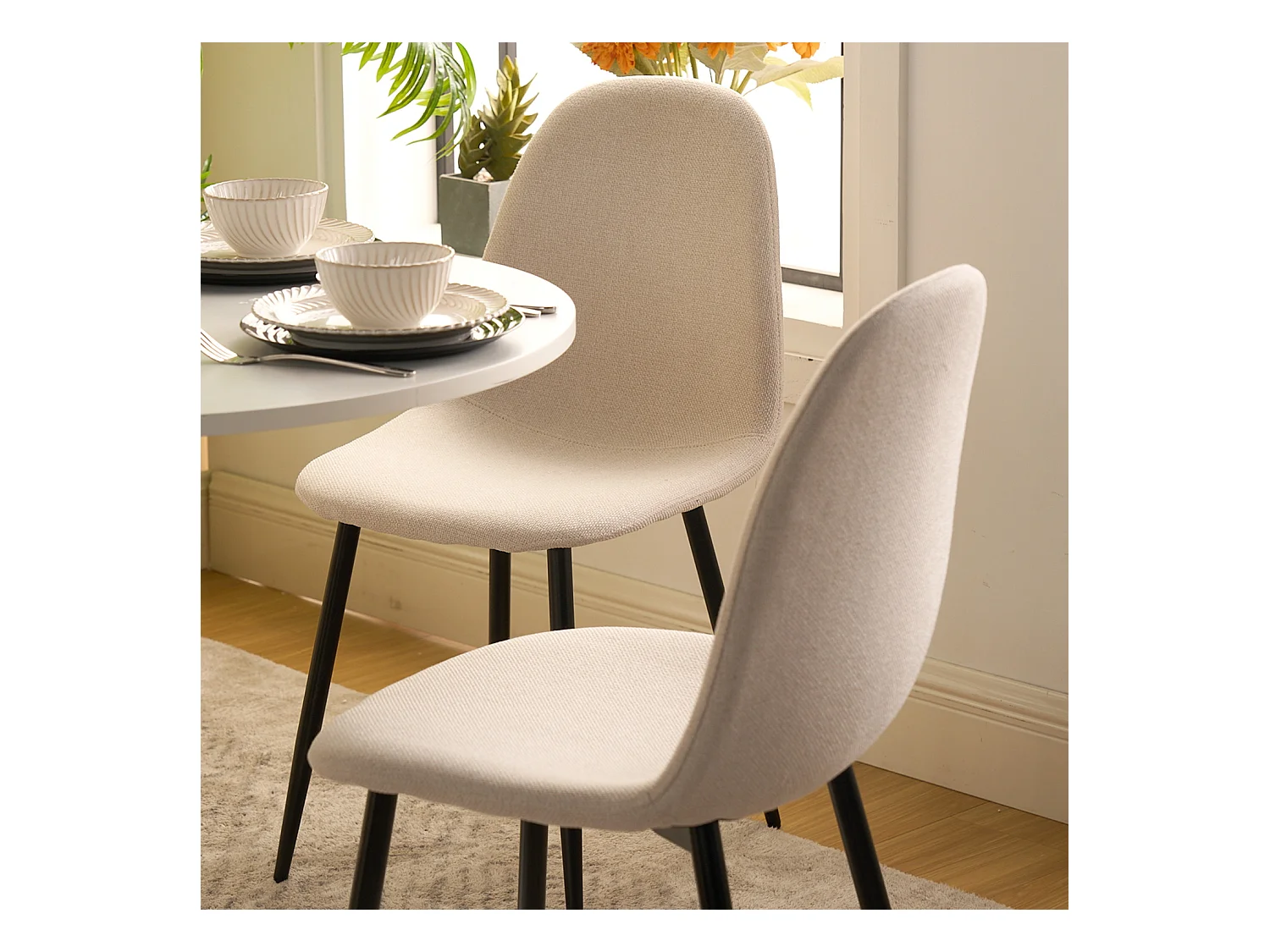 Ensemble table à manger ronde avec 4 chaises CHARLTON