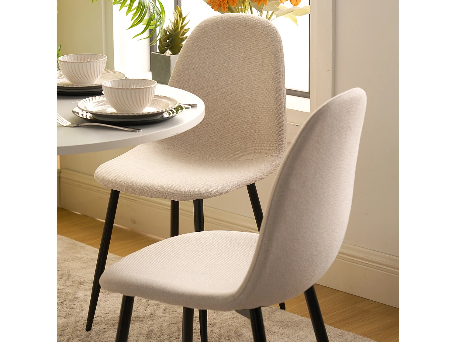 Ensemble table à manger ronde avec 4 chaises CHARLTON