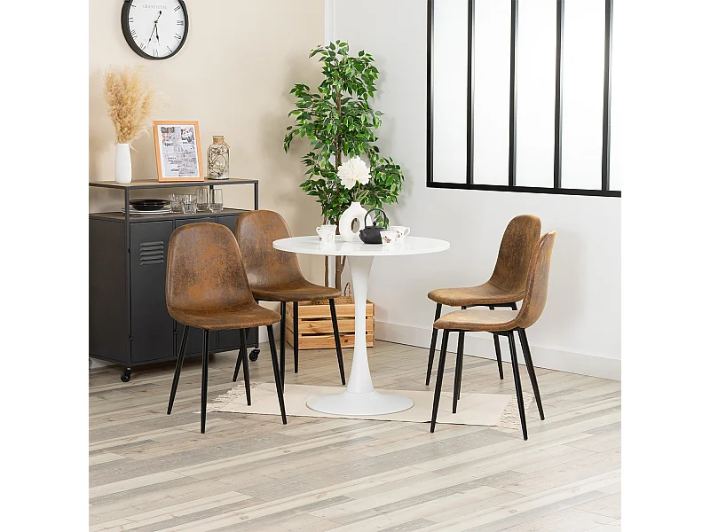 Ensemble table à manger ronde avec 4 chaises CHARLTON