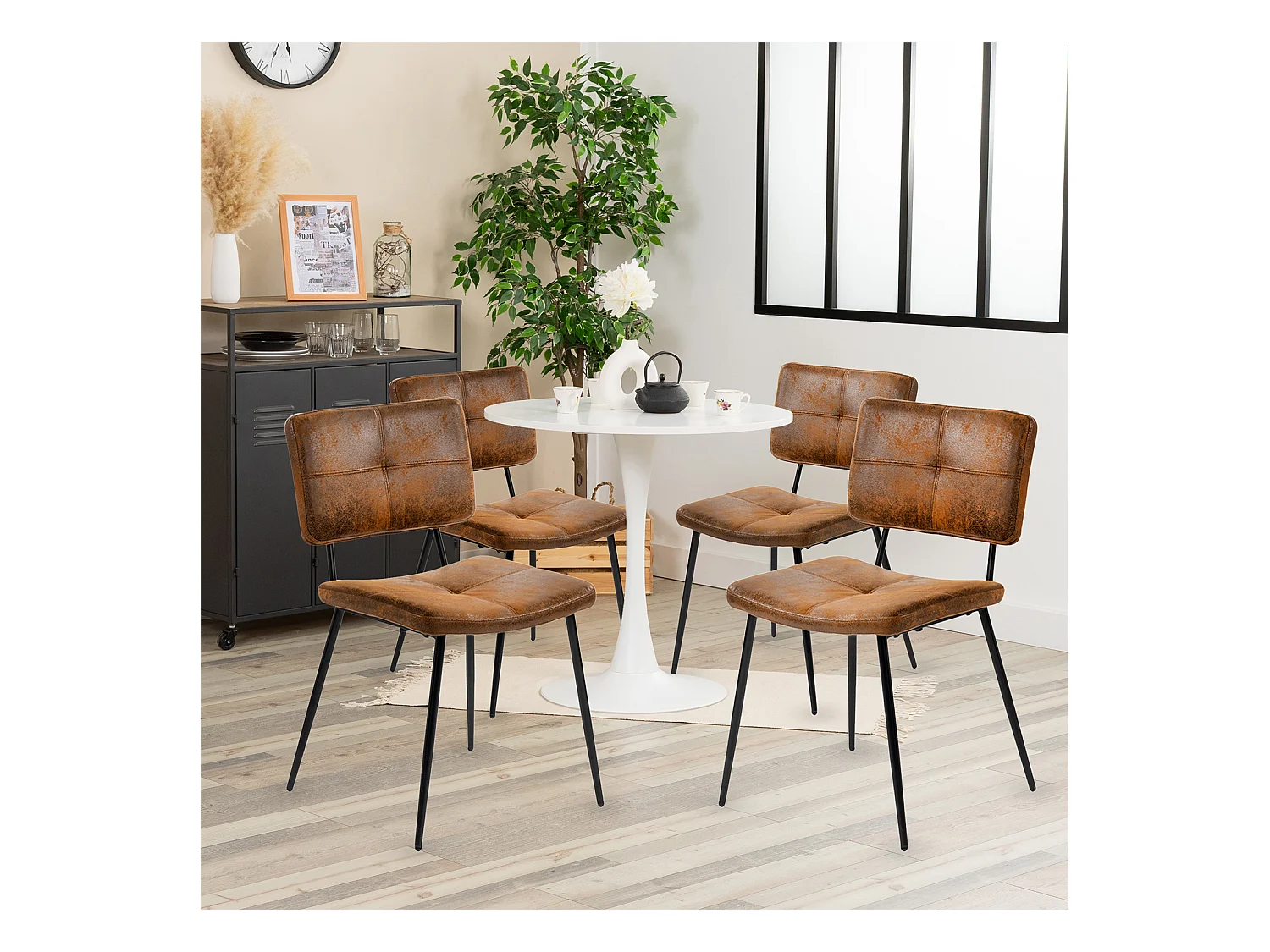 Ensemble table à manger ronde avec 4 chaises