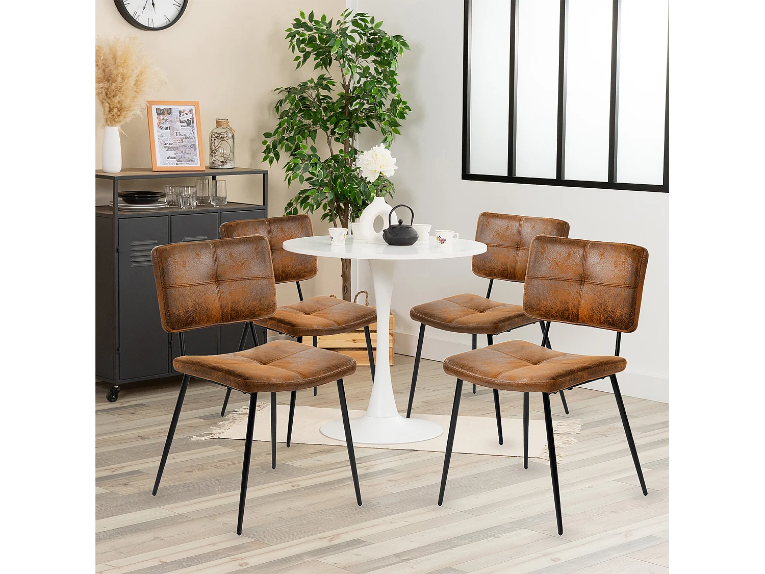 Ensemble table à manger ronde avec 4 chaises