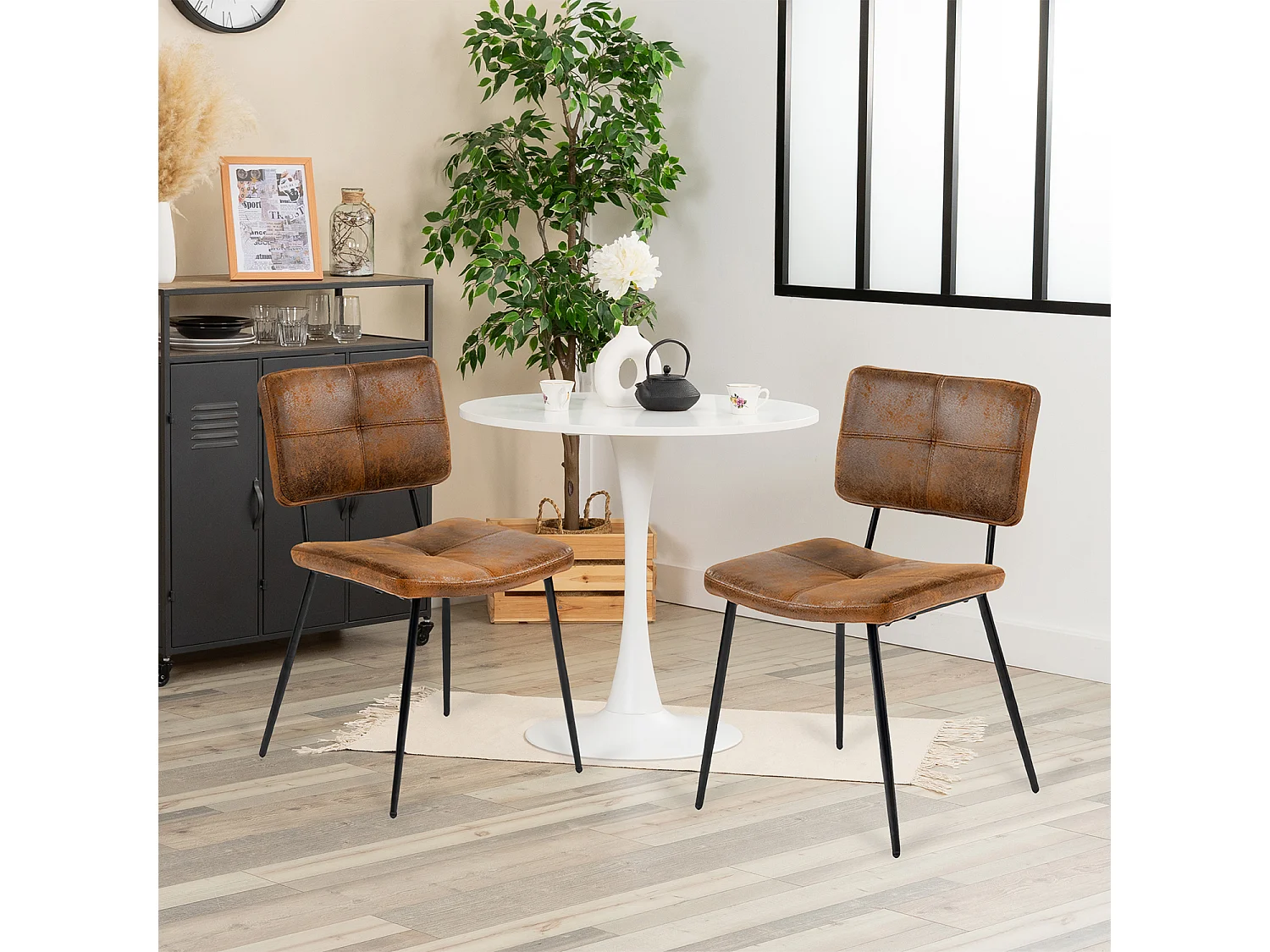 Ensemble table à manger ronde avec 4 chaises