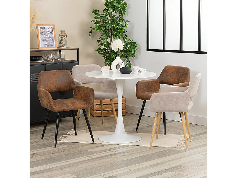 Ensemble table à manger ronde avec 4 chaises CROMWELL